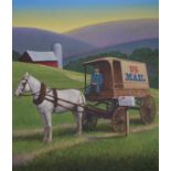Michael Garland (American, B. 1952) "Rural Free Delivery - Horse-drawn Mail Wagon" Signed lower