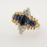 10K Gold Sapphire & Diamond Ring. Stamped '10K' inside band. Total Weight: 2.5 dwt / 3.9 g Ring