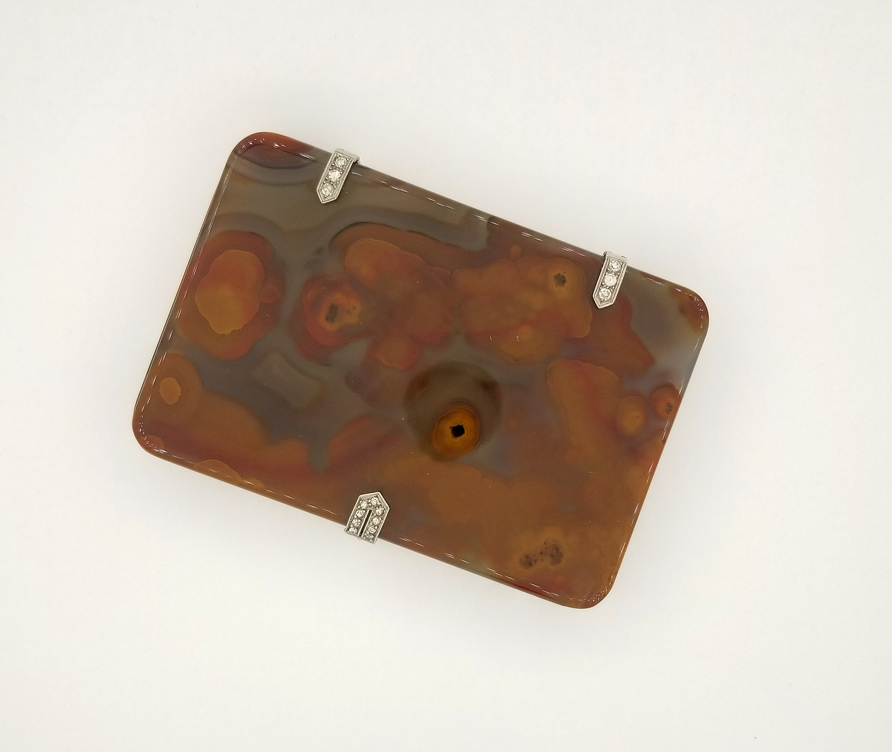 Art Deco Agate/Diamond Set Cigarette Case. Appears to be unmarked. In the style of Cartier. Total - Image 2 of 7