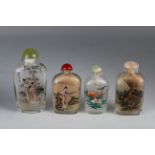 (4) Interior Painted Chinese Snuff Bottles. 20th century.