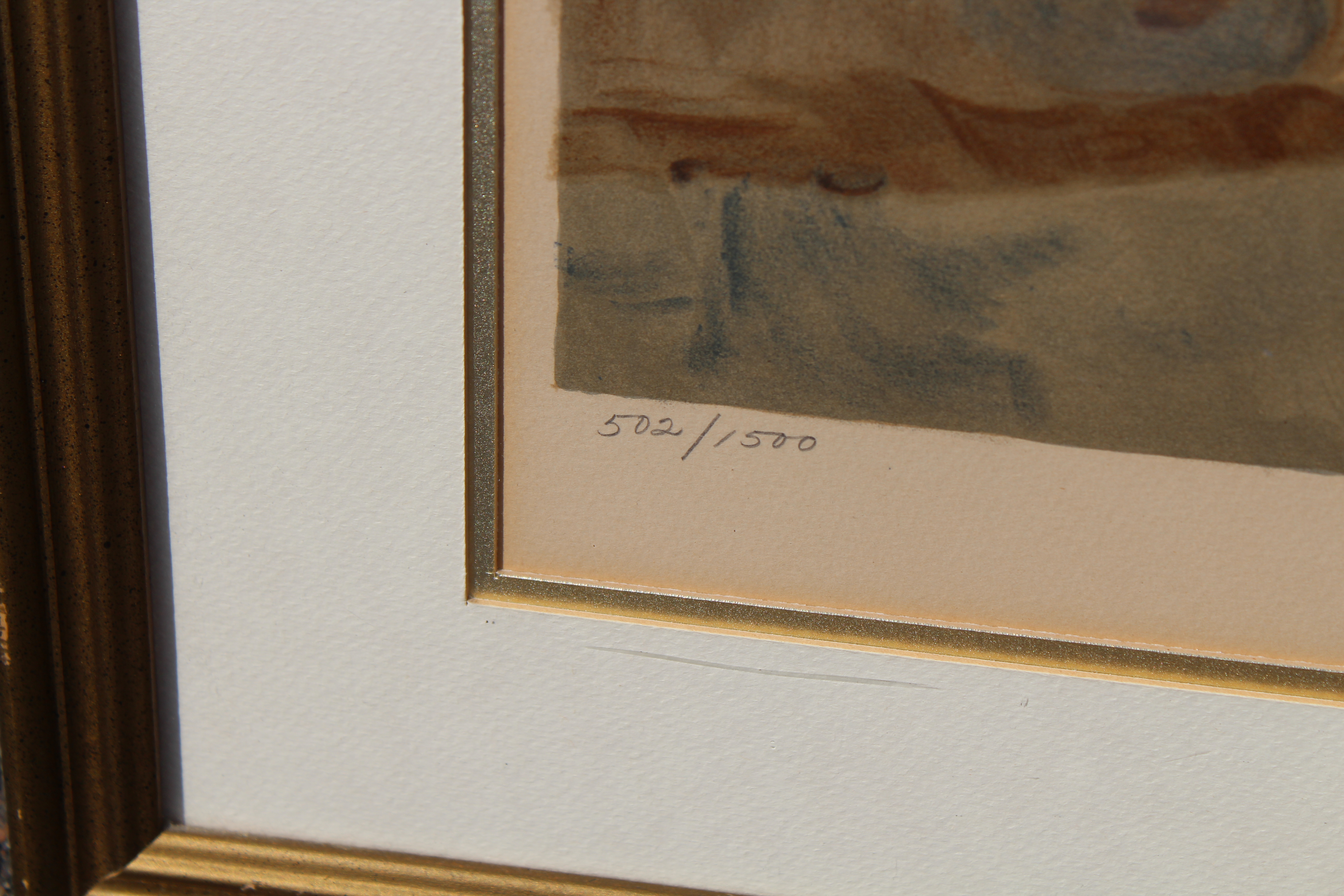 Salinas, Signed Lithograph of Figure in Bedroom. Pencil signed and numbered 502/1500 in lower - Image 3 of 4