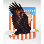 David K. Stone (American, 1922 - 2001) "American Eagle Shield" Signed lower right. Original Oil