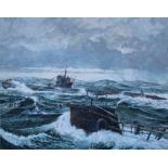 Brian Sanders (British, B. 1937) "Convoy PQ-17 Destroyed - German U-Boat" Original Oil on Canvas