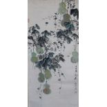 Chinese School, Signed Scroll Painting. Watercolor/ink on paper. Signed lower right. Image Size: