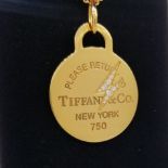 Tiffany & Co. 18K Gold and Diamond 'Please Return to Tiffany & Co.' Pendant Necklace. Containing