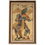 After Marc Chagall (1887 - 1985) Print of man with violin. Sight Size: 26 x 14.5 in. Overall Size: