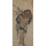 Chinese School, Early Antique Scroll Painting. Signed upper right. Watercolor/ink. Image Size: 45