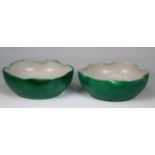 Pair of Chinese Green Crackleware Bowls. Appear to be unmarked. Size: 3 x 8 in.