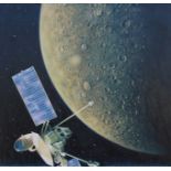 Howard Koslow (1924 - 2016) "Space Exploration - Mercury w/ Mariner 10" Signed lower right. Original