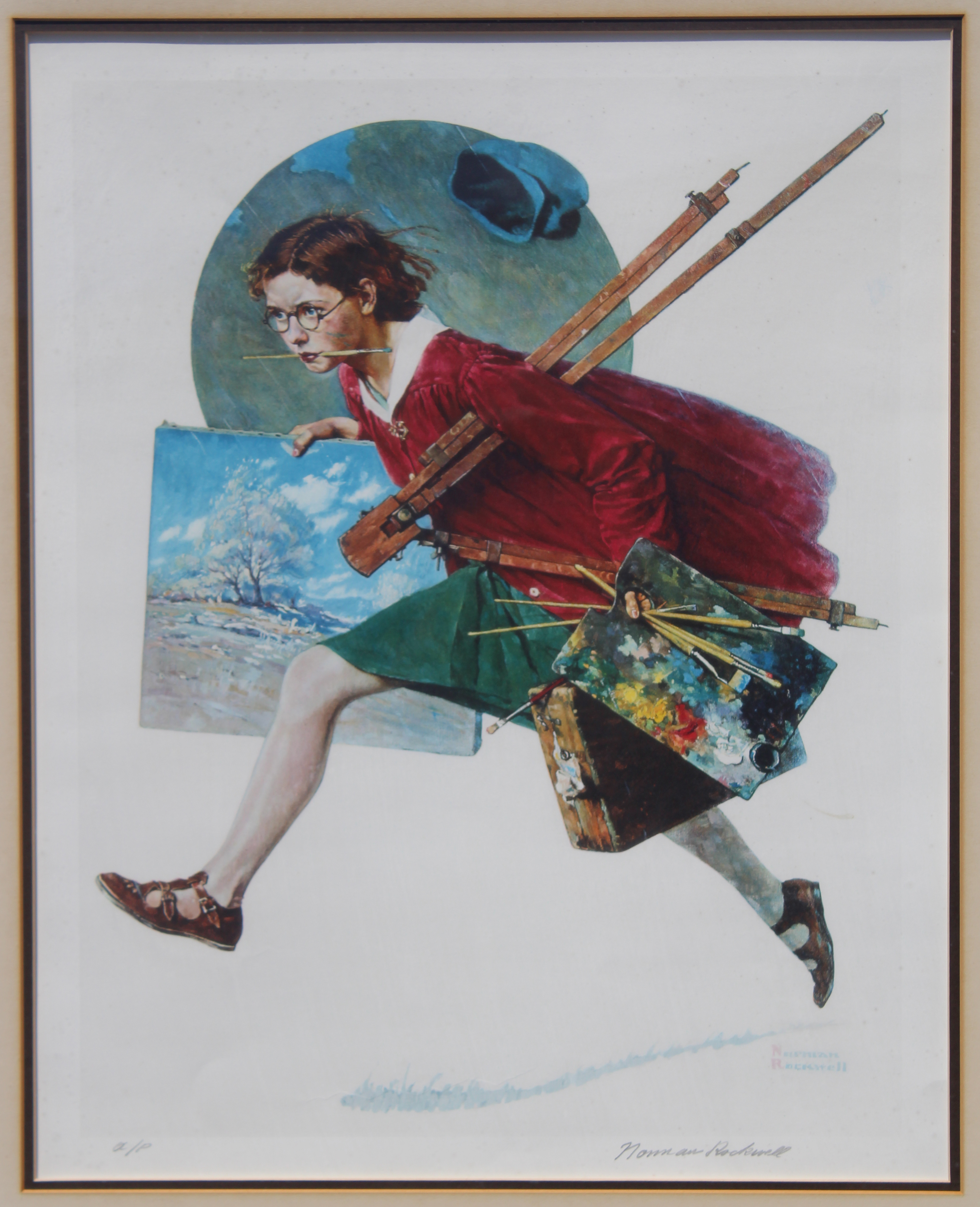 Norman Rockwell (1894-1978) "Girl Running With Wet Paint" Pencil signed lower right, (A/P) lower - Image 2 of 4