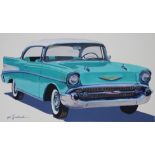 Robert Seabeck (Wyoming, B. 1945) "1957 Bel Air" Signed lower left. Original Mixed Media painting on