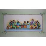 Kathy Mitchell (20th C.) "Last Supper" Watercolor on Paper. Unsigned. Water damage to lower left