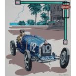 Barry Wilkinson (British, B. 1923) "Monaco -- 1929 Bugatti Type 35B" Signed lower right. Original