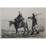 Jean-Francois Millet (French, 1814 - 1875) "Le Retour des Champs" Etching. Signed in plate lower