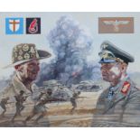 Brian Sanders (British, B. 1937) "General Montgomery and General Rommel" Original oil painting on