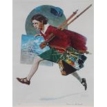 Norman Rockwell (1894-1978) "Girl Running With Wet Paint" Pencil signed lower right, (A/P) lower