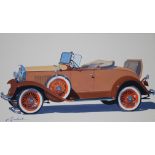 Robert Seabeck (Wyoming, B. 1945) "1931 Sport Roadster" Signed lower left. Original Mixed Media