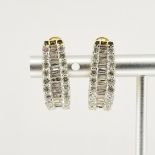14K Gold & Diamond Hoop Earrings. Stamped '14K' inside earrings. Length: 2 cm. Overall Weight: 5.2 g