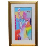 Peter Max "Statue of Liberty" Mixed Media Painting. Signed upper right. Sight Size: 38 x 19 in.