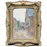 Emile Baudoux (France, 1850 - 1929) Early impressionist painting of a French street scene, Signed,