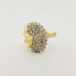 14K Gold & Pave Set Diamond Cluster Ring. Stamped '14K' inside band. Total Weight: 7.6 g Ring