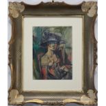 Russian School, Signed Portrait of a Woman. Colored pencil/paper. Bearing initials and date upper