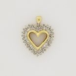 10K Gold & Diamond Heart Pendant. Marked '10K' on loop. Total Weight: 2.7 dwt / 4.2 g Size: 2.6 x
