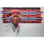 Tom McNeely (Canadian, B. 1935) "Older Navajo Man" Signed lower left. Original Watercolor painting