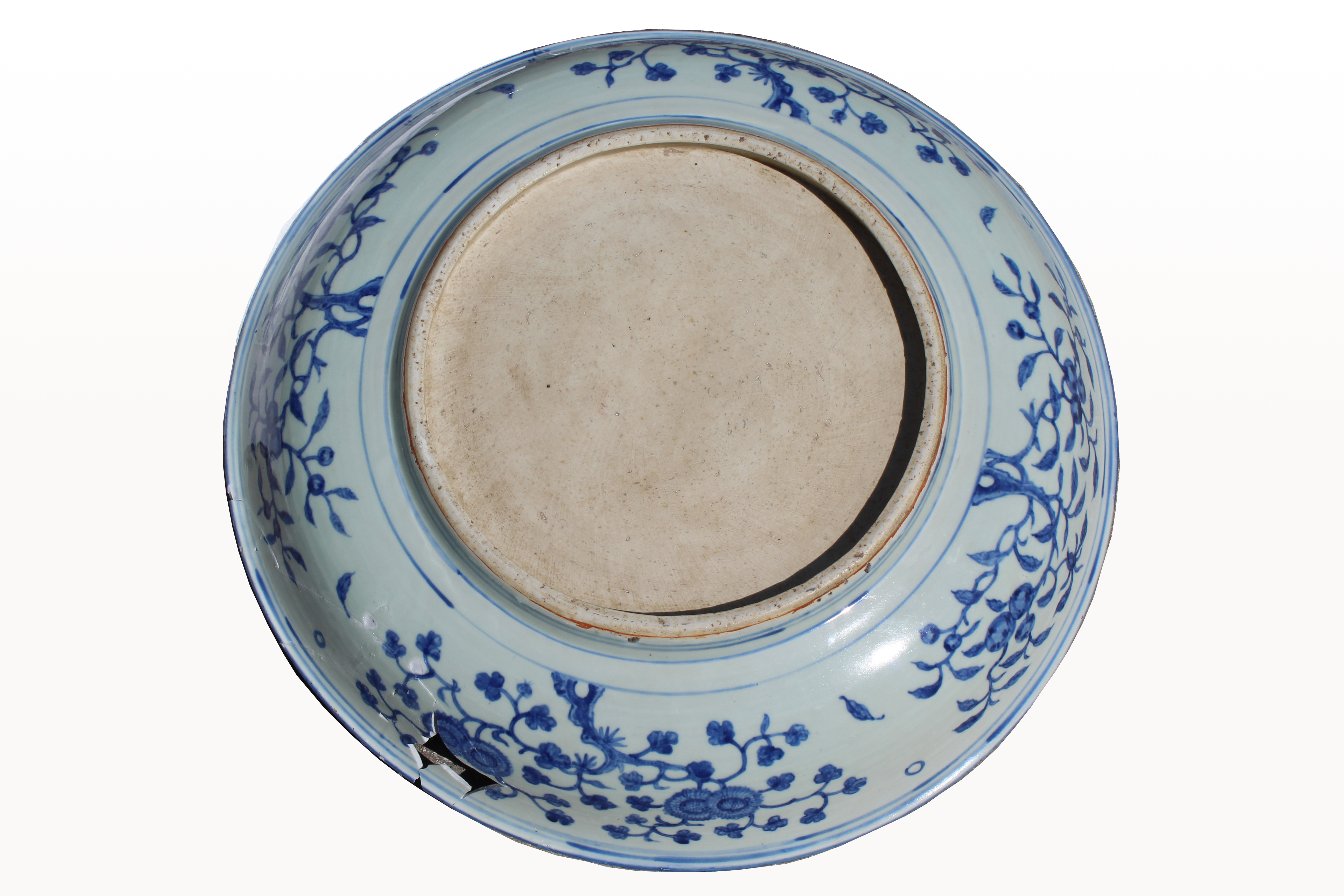 Large Chinese Blue/White Porcelain Hand Painted Charger (as is). Six character signature on backside - Image 5 of 9