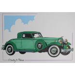 Stanley Paine (British, B. 1934) "1932 Packard" Signed lower left. Original Mixed Media painting