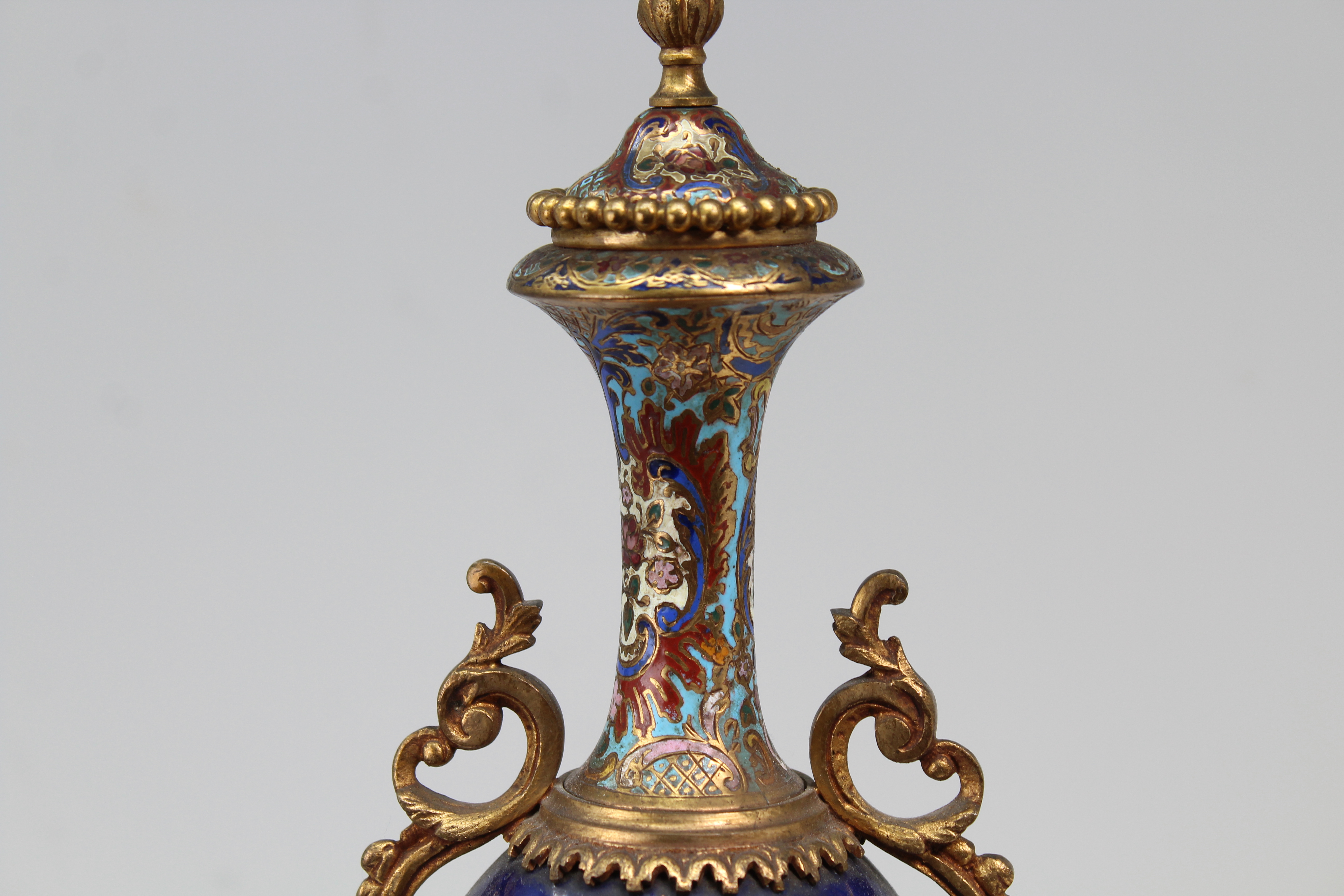 French, Antique Porcelain/Champleve Urn. Signed - Image 5 of 6
