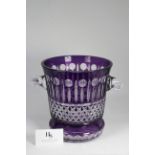 Signed, Lavender Cut Glass Champagne Bucket. Signed on base. Size: 10 x 12.5 x 9.25 in.