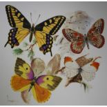 Lyle Tayson (American, 1924 - 2014) "Butterflies" Signed lower left. Original Mixed Media painting