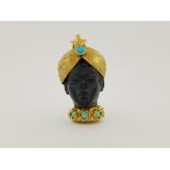 18K Gold & Ebony Blackamoor Carved Pendant