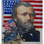 Chris Calle (American, B. 1961) "Ulysses S. Grant" Signed lower right. Original Mixed Media on