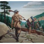 Ed Vebell (American, 1921 - 2018) "Daniel Boone" Signed lower right. Original Acrylic painting on