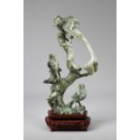 Chinese Hunan Jade Carved Phoenix on Stand