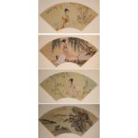 (4) Chinese Watercolor/Ink Paintings on Silk,