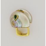 18K Gold & Mother of Pearl Snail Ring