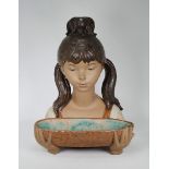 Lladro Female Bust w/ Tray