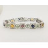 14K WG Multi-Colored Precious Stone Bracelet