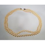 Antique Double-Strand Natural Pearl 8mm Necklace