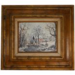 Signed, 20th C. Winter Landscape Near Creek