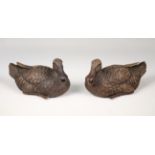 (2) Chinese Shiwan Ceramic Duck Figures, Signed