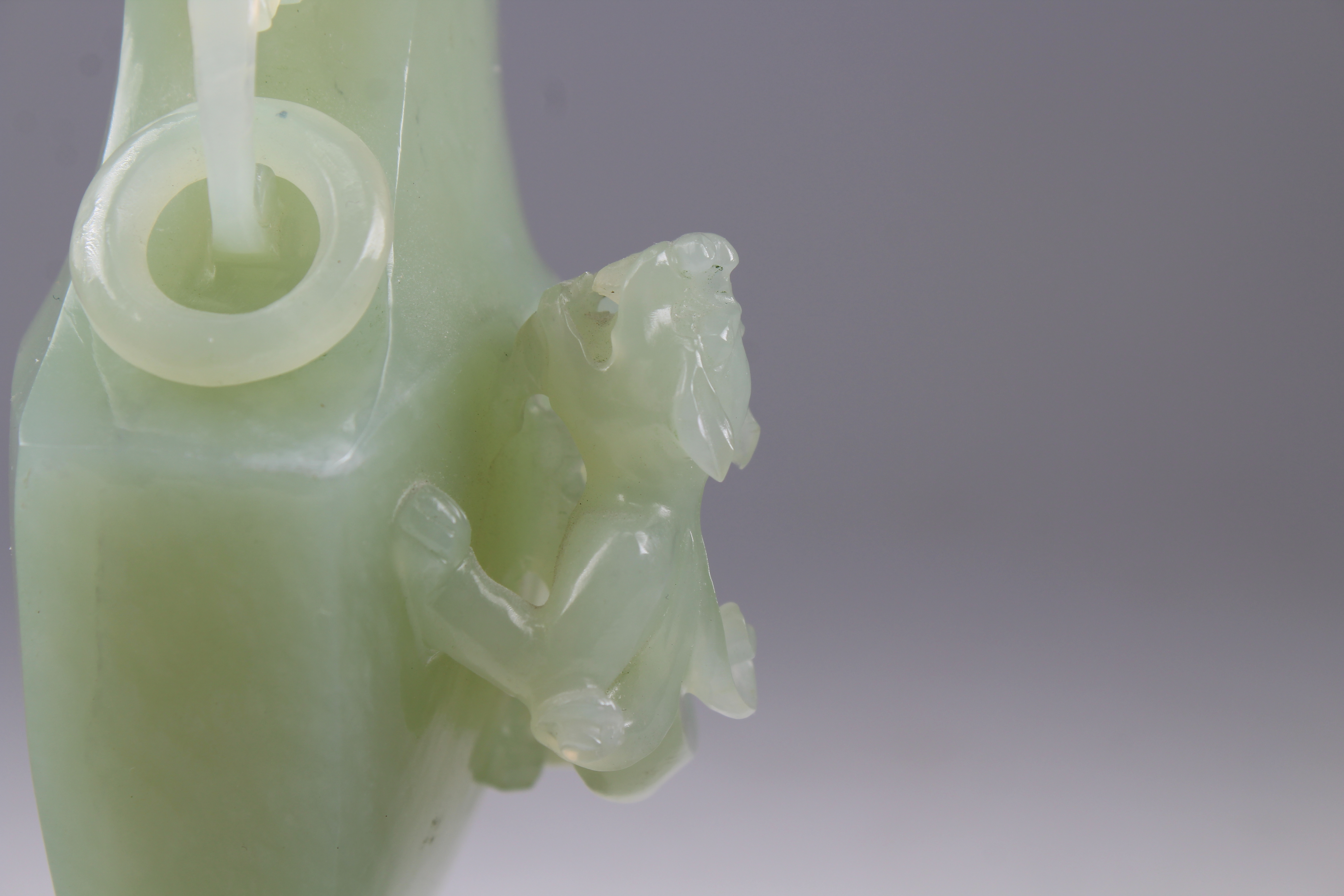 Chinese Carved Apple-Green Jade Vase on Stand - Image 3 of 8