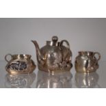 Signed, Chinese Hand Hammered 3 pc Silver Set