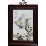 Signed, Chinese Famille Rose Landscape Plaque