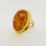 14K Gold & Amber Cocktail Ring