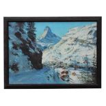 Signed Mountain Landscape of Zermatt, Switzerland