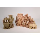 (2) Figural Chinese Carved Stone Brushwashers